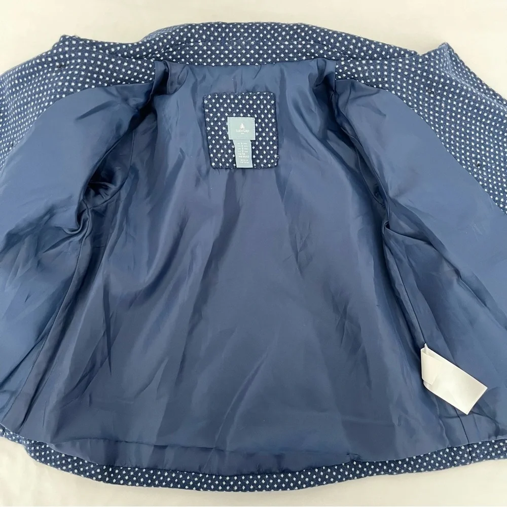 BabyGap Girl's Coat 2Y Blue White Polka Dots Wool Blend Formal Dressy A-Line